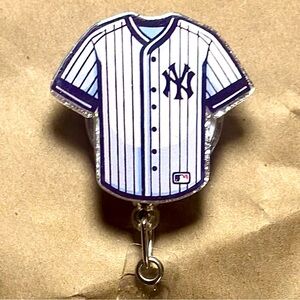 Striped New York Yankees Baseball Jersey Badge Reel